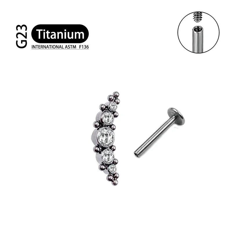 Titanium G23 Zircon Opal CZ Labret Internally Threaded Earring Helix Tragus Cartilage Prevent-allergies Ear Piercing Jewelry