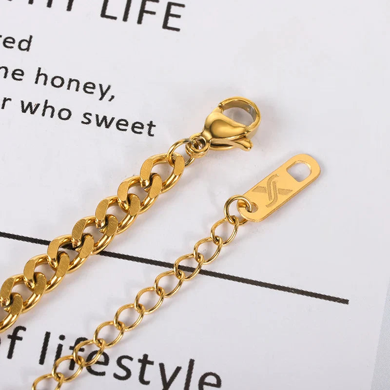 Punk Cuban Chain Heart Necklace For Women Hip Pop Stainless Steel Choker Fashion Wedding Party Jewelry Gift