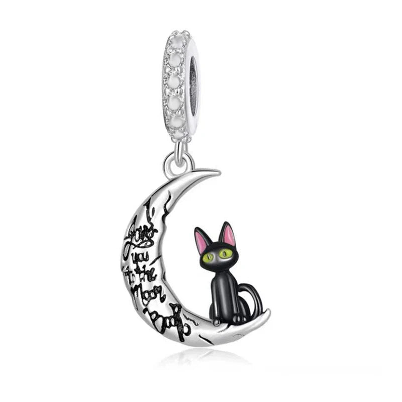 Newest Deer Star Witch Cat Castle Beads Shining Pendants Fit Original Pandora Charms Silver Color Bracelets DIY Women's Jewelry