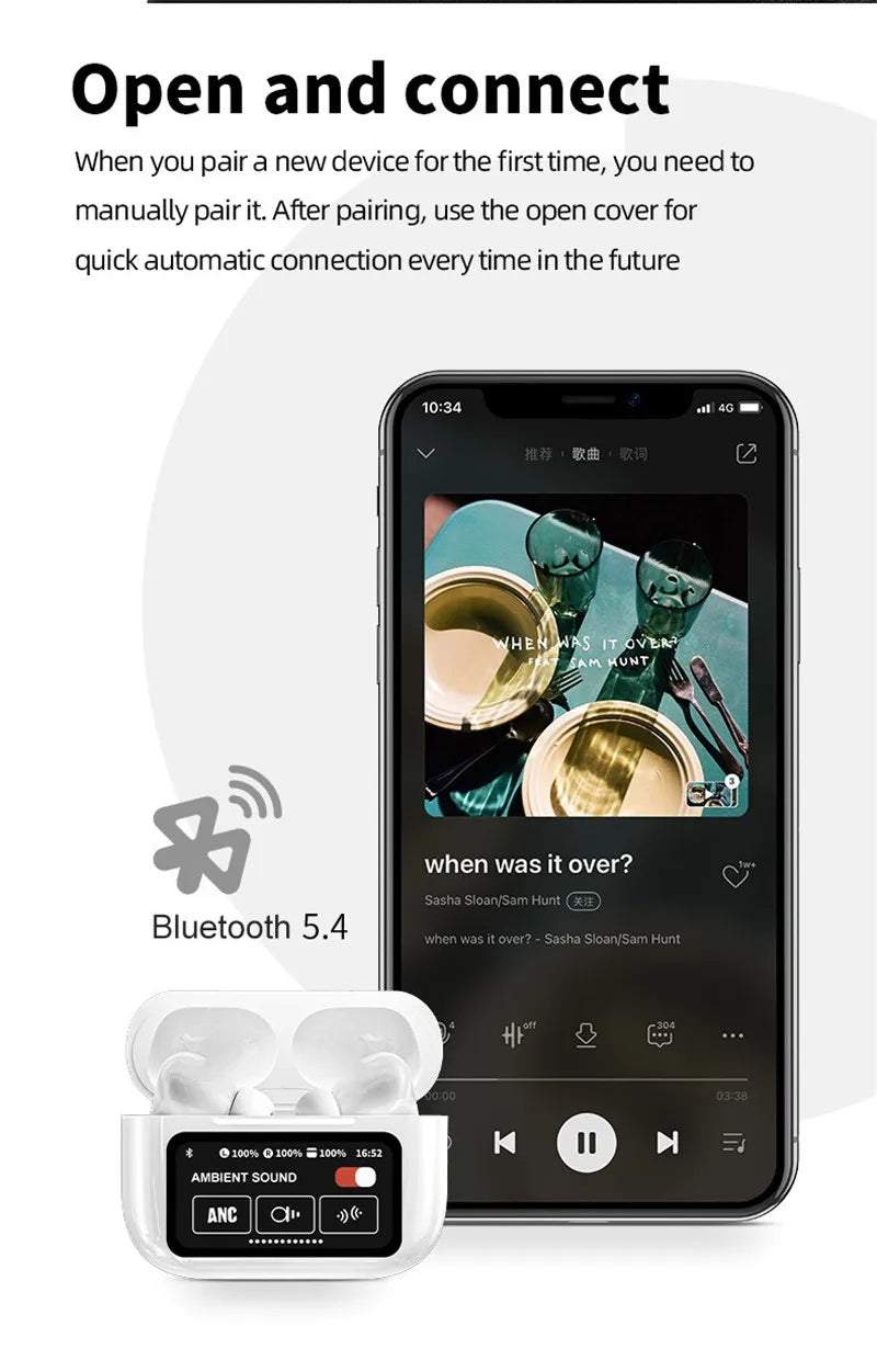 AI Earphone Sony Wireless Bluetooth Headphones AI Translator Earphones 147 Languages With Touch Screen Communication APP Control