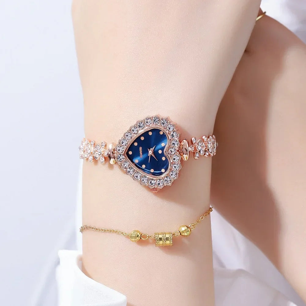 Heart Shape Small Dial Women's Bracelet Watch Quartz Wristwatch Retractable Chain Strap Watch Wholesale relogio reloj mujer