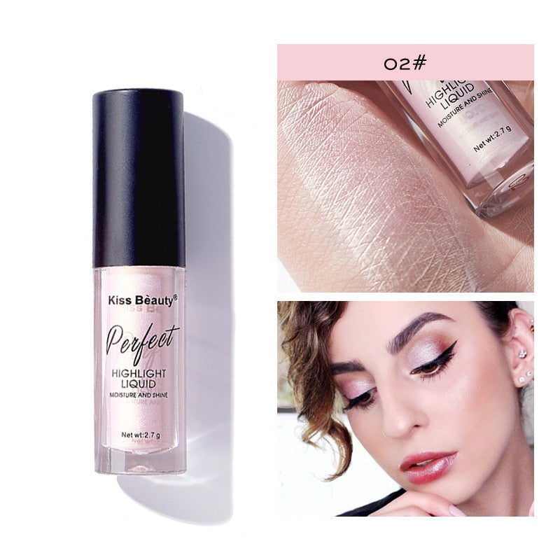 Liquid Highlighter Face Skin Brightener Shimmer Long-lasting Easy To Wear Glitter Eyeshadow Lips Body Glow Create MakeUp Tools