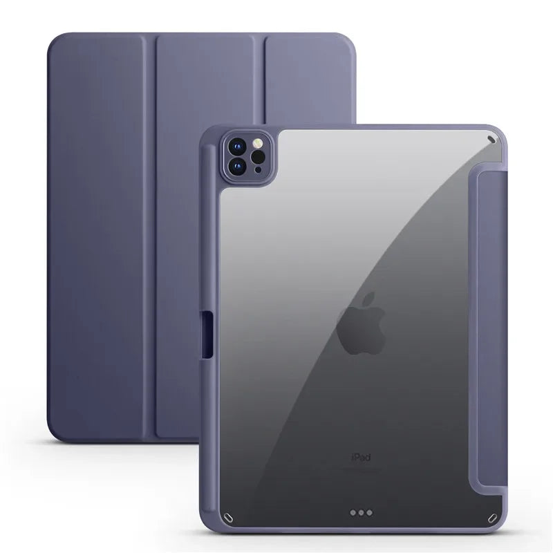 For iPad Pro 12.9 Case 2022 Tablet Case with Pencil Holder Clear Hard Cover Funda for iPad Pro 12 9inch 2022 2021 2020 2018 Case