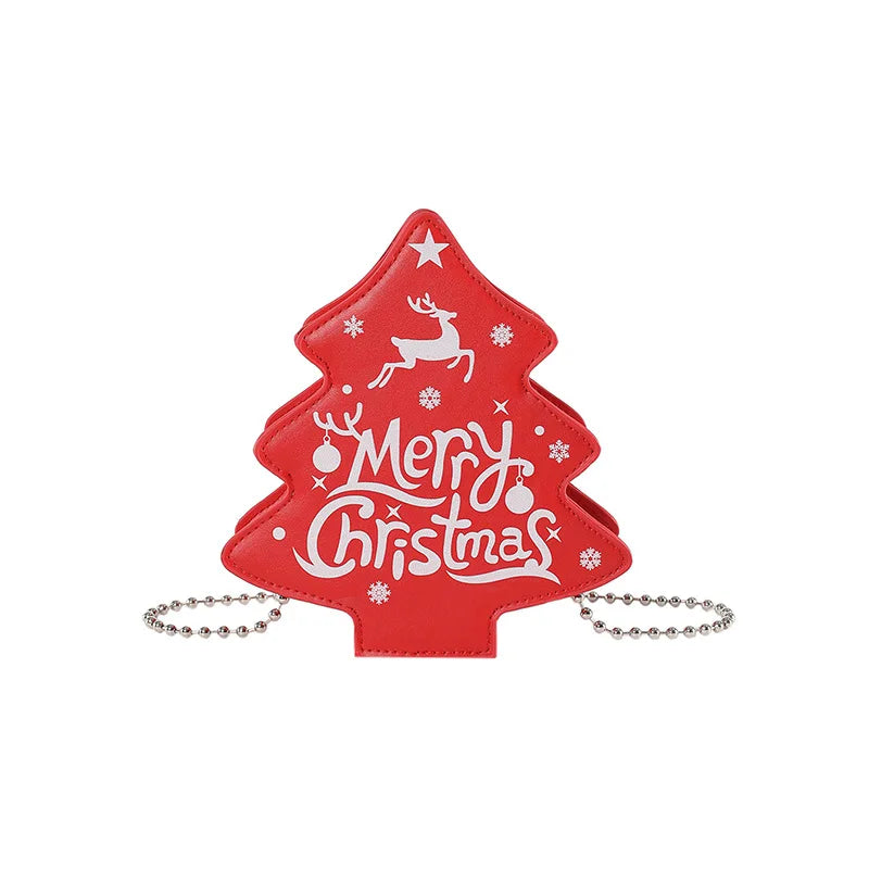 Women Crossbody Bag Christmas Tree Shaped Chain Shoulder Bag Casual Phone Bag for Daily Office Party