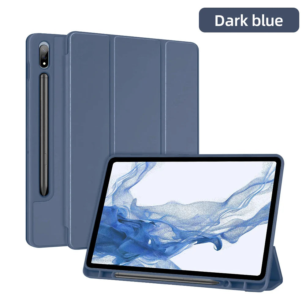 For Samsung Galaxy Tab Case Silicone Tablet Cover for S7/S8/S9 11in S7/S8/S9 Plus 12.4in S6Lite Magnetic Case With Pen Slot