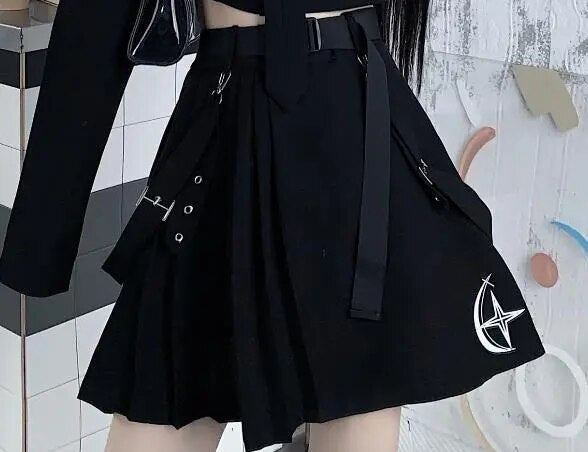 EMO Gothic Cargo Shirt Suit E Punk Chain Ribbon Skirts Goth Dress Autumn Streetwear Harajuku Black Grunge Aesthetic Clothes