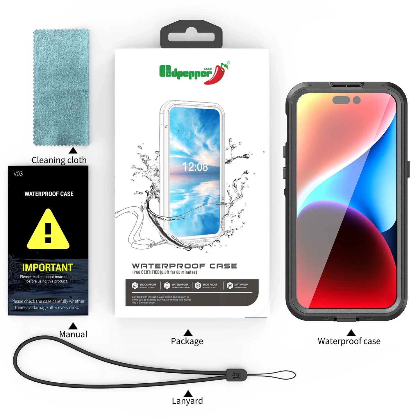 IP68 Waterproof Magnetic Phone Case For iPhone 13 15 14 Pro Max Pro 360° Protector Full Body Protective Dustproof Phone Cover