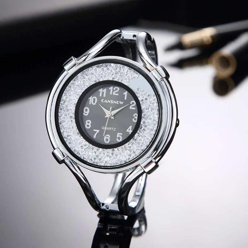 Women'S Watches Gold Diamond Quartz Bracelet Wrist Watch Big Dial Ladies Clock Stainless Steel Reloj Mujer Gift For Girlfriend