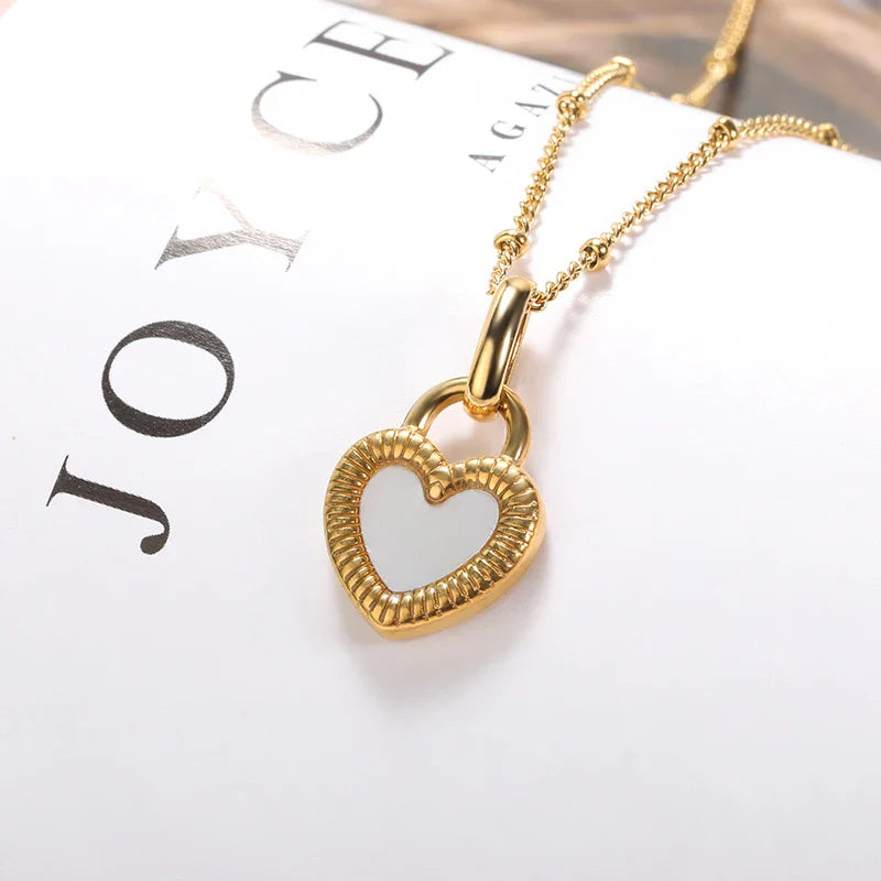 Punk Cuban Chain Heart Necklace For Women Hip Pop Stainless Steel Choker Fashion Wedding Party Jewelry Gift