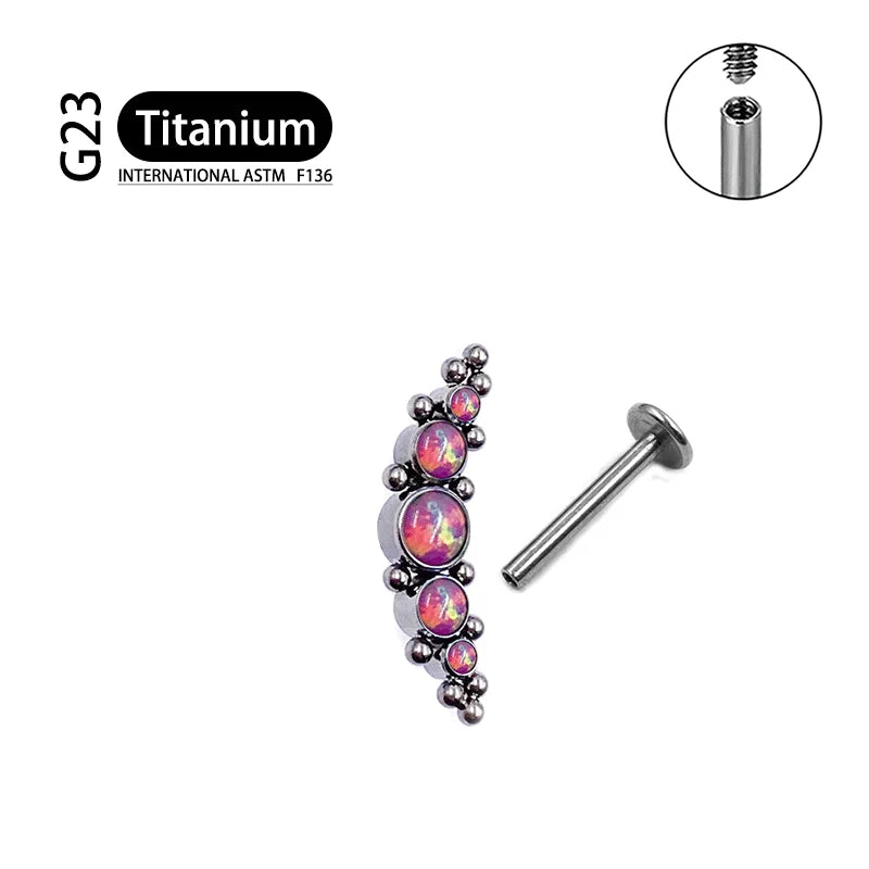 Titanium G23 Zircon Opal CZ Labret Internally Threaded Earring Helix Tragus Cartilage Prevent-allergies Ear Piercing Jewelry