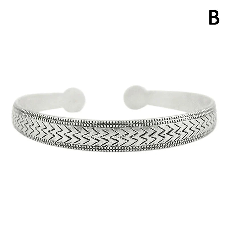 Retro Opening Bracelet Jewelry Vintage Tibetan Silver Totem Carved Bangle Cuff