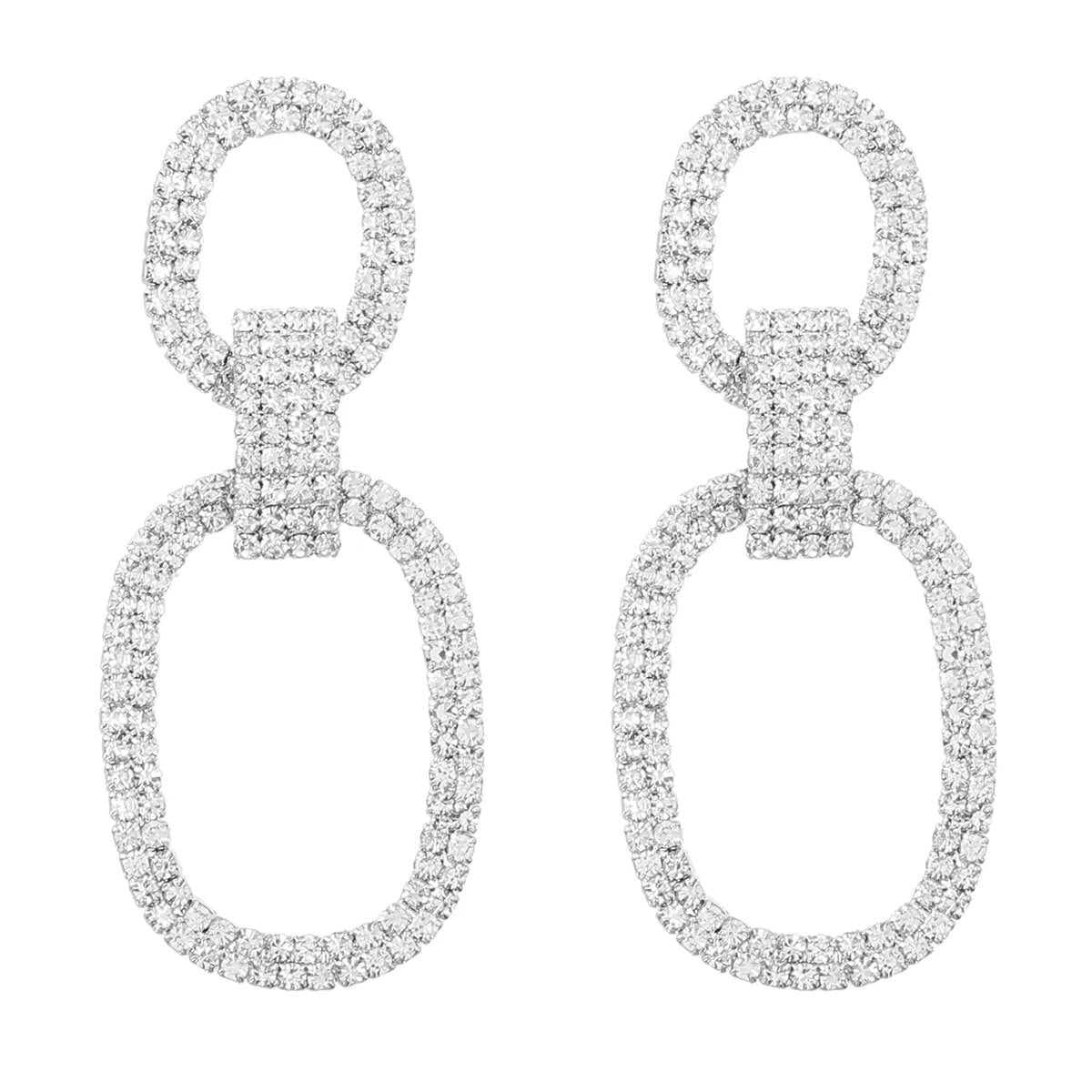 Fashion New Shiny Double-Sided Hanging Hollow Rhinestone Earrings Pendant Temperament women's Jewelry
