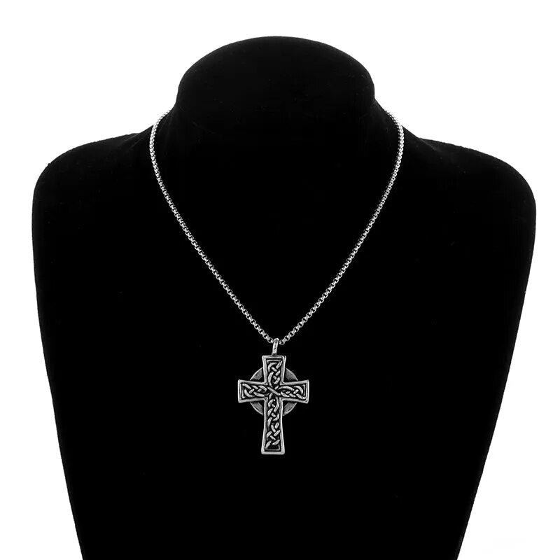 New Metal Black Cross Pendant Necklace Men and Women Fashion Gothic Punk Trend Hip Hop Accessories Jewelry Gift Wholesale