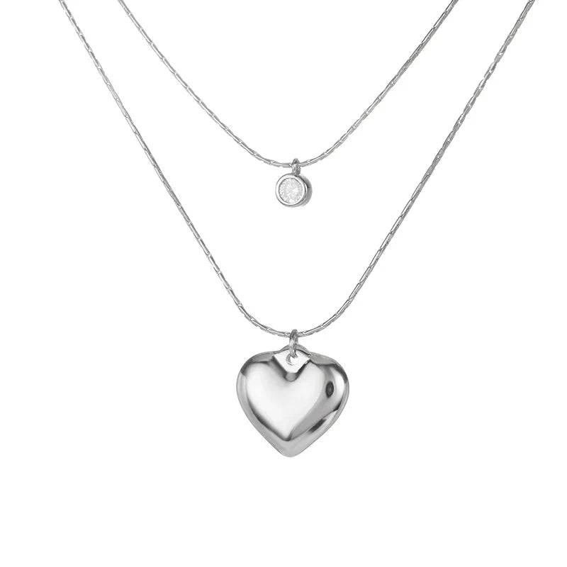 Punk Cuban Chain Heart Necklace For Women Hip Pop Stainless Steel Choker Fashion Wedding Party Jewelry Gift