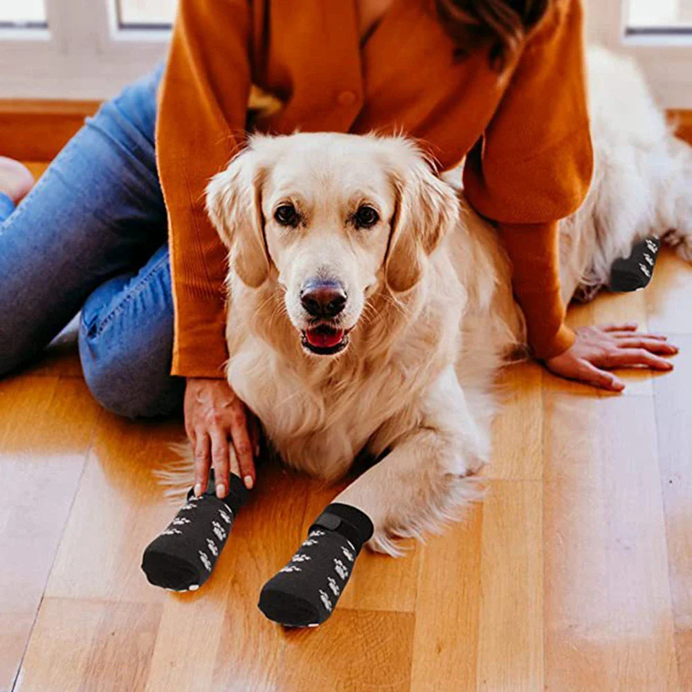 4pcs Anti-Slip Pet Dog Cat Socks with Adjustable Straps for Pets Paw Protector for Small Medium Dogs Puppy Dog Shoes Indoor Wear