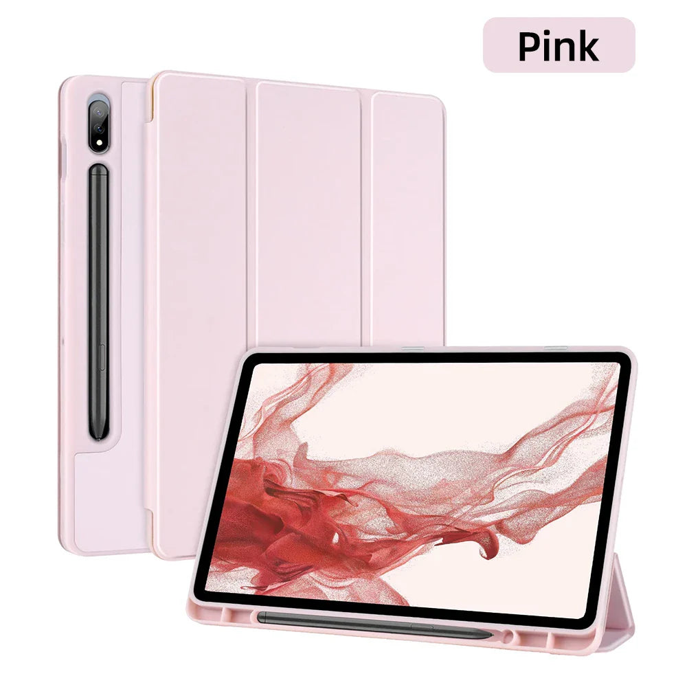 For Samsung Galaxy Tab Case Silicone Tablet Cover for S7/S8/S9 11in S7/S8/S9 Plus 12.4in S6Lite Magnetic Case With Pen Slot