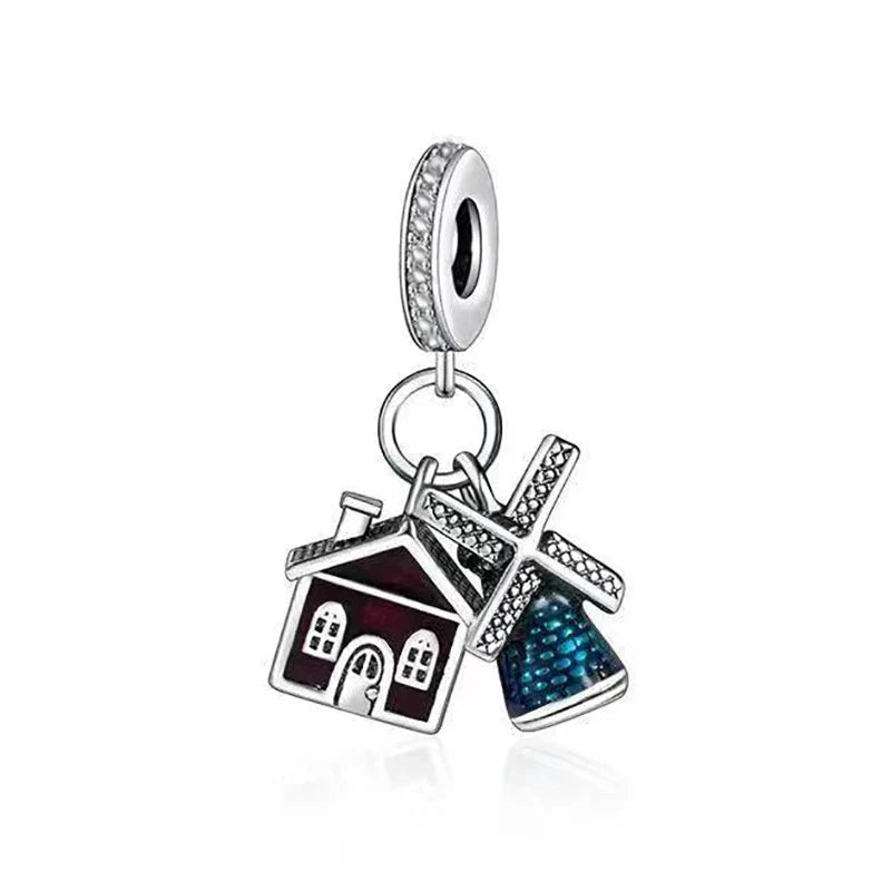 Newest Deer Star Witch Cat Castle Beads Shining Pendants Fit Original Pandora Charms Silver Color Bracelets DIY Women's Jewelry