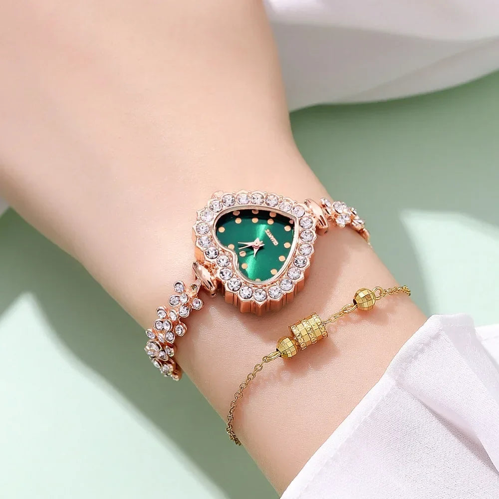 Heart Shape Small Dial Women's Bracelet Watch Quartz Wristwatch Retractable Chain Strap Watch Wholesale relogio reloj mujer