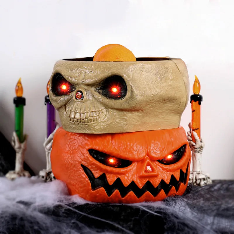 Halloween Electric Toy Candy Bowl with Jump Skull Hand Scary Eyes Party Creepy Decoration Haunted Skull Bowl Ktv Bar Horror Prop