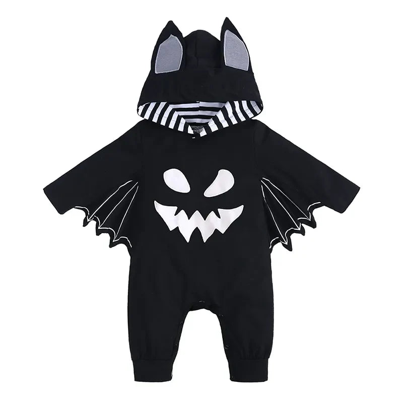 2023 Baby Halloween Cosplay Costume Solid Print Hat+Romper Bag Bone Pumpkin Bodysuit Gift Boy Girl Disguise Vampire Clothes