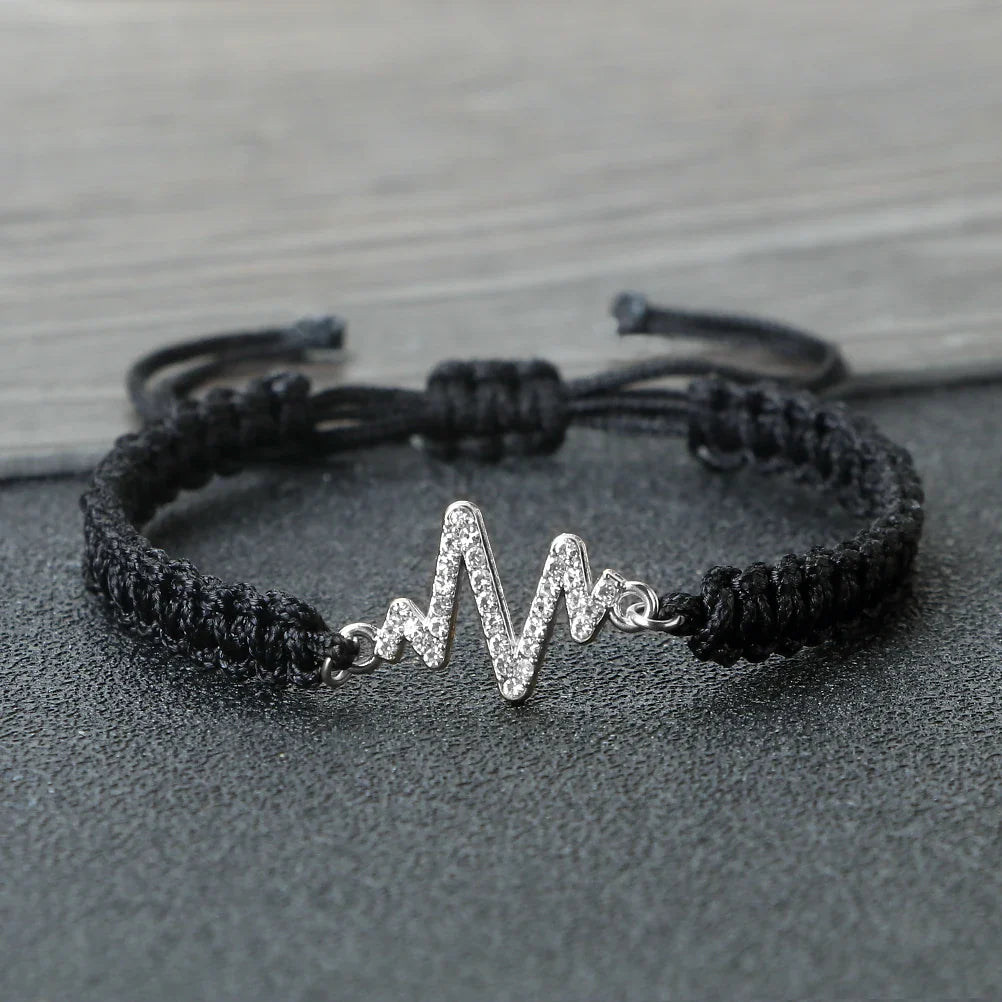 Romantic Cardiac signal Metal Thread Bracelet Red Black Couple Bangles Chain Pulsera Jewelry Gift for Friend