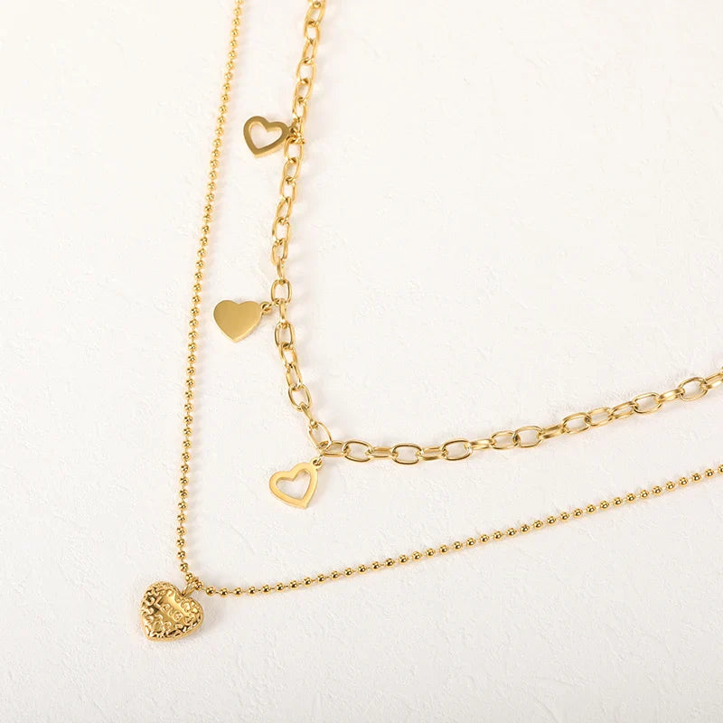 Punk Cuban Chain Heart Necklace For Women Hip Pop Stainless Steel Choker Fashion Wedding Party Jewelry Gift