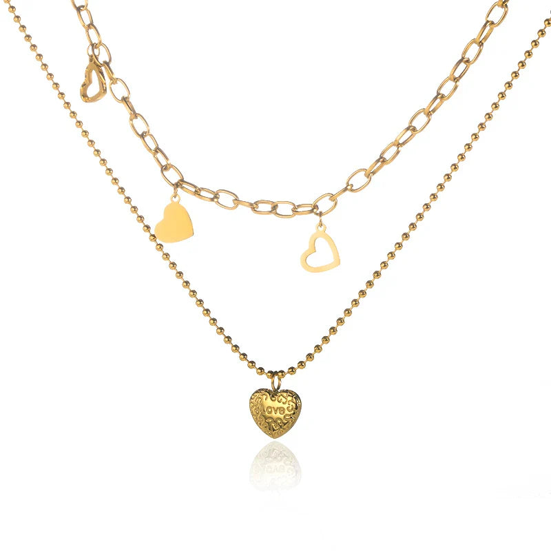 Punk Cuban Chain Heart Necklace For Women Hip Pop Stainless Steel Choker Fashion Wedding Party Jewelry Gift