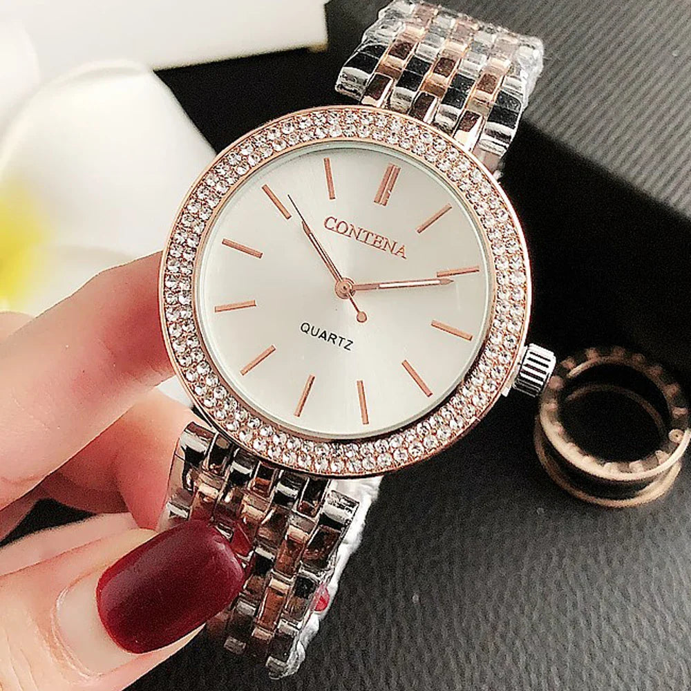 Luxury Rhinestone Watch Top Brand Women Watches Fashion Gold Women's Watches Stainless Steel Ladies Watch Clock Gifts for Women