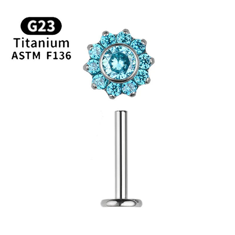 1pcs ASTM F136 Titanium 16G CZ Labret Medusa Monroe Piercing Helix Cartilage Conch Tragus Lobe Stud Earring Piercing Jewelry