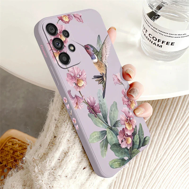 Flowers Silicone Case For Samsung Galaxy A54 A53 A73 A71 A72 A52 A32 A33 A34 A31 A24 A20S A42 Shockproof Phone Soft Cover Coque
