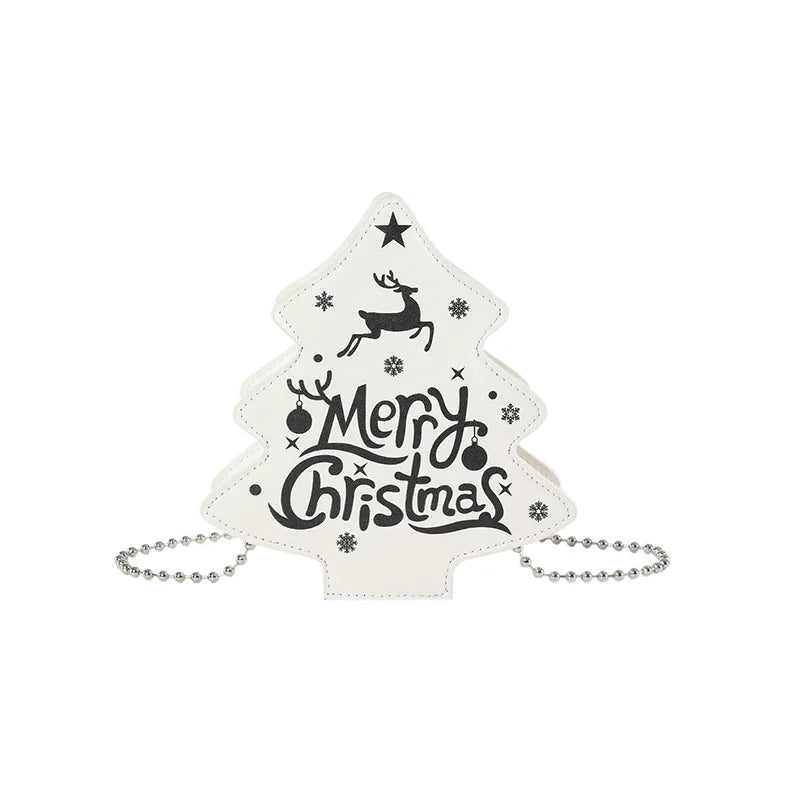 Women Crossbody Bag Christmas Tree Shaped Chain Shoulder Bag Casual Phone Bag for Daily Office Party