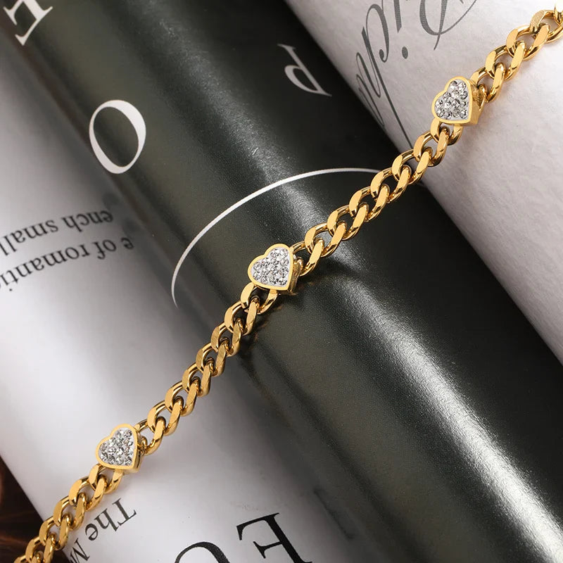 Punk Cuban Chain Heart Necklace For Women Hip Pop Stainless Steel Choker Fashion Wedding Party Jewelry Gift