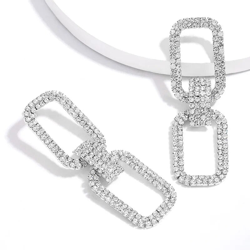 Fashion New Shiny Double-Sided Hanging Hollow Rhinestone Earrings Pendant Temperament women's Jewelry