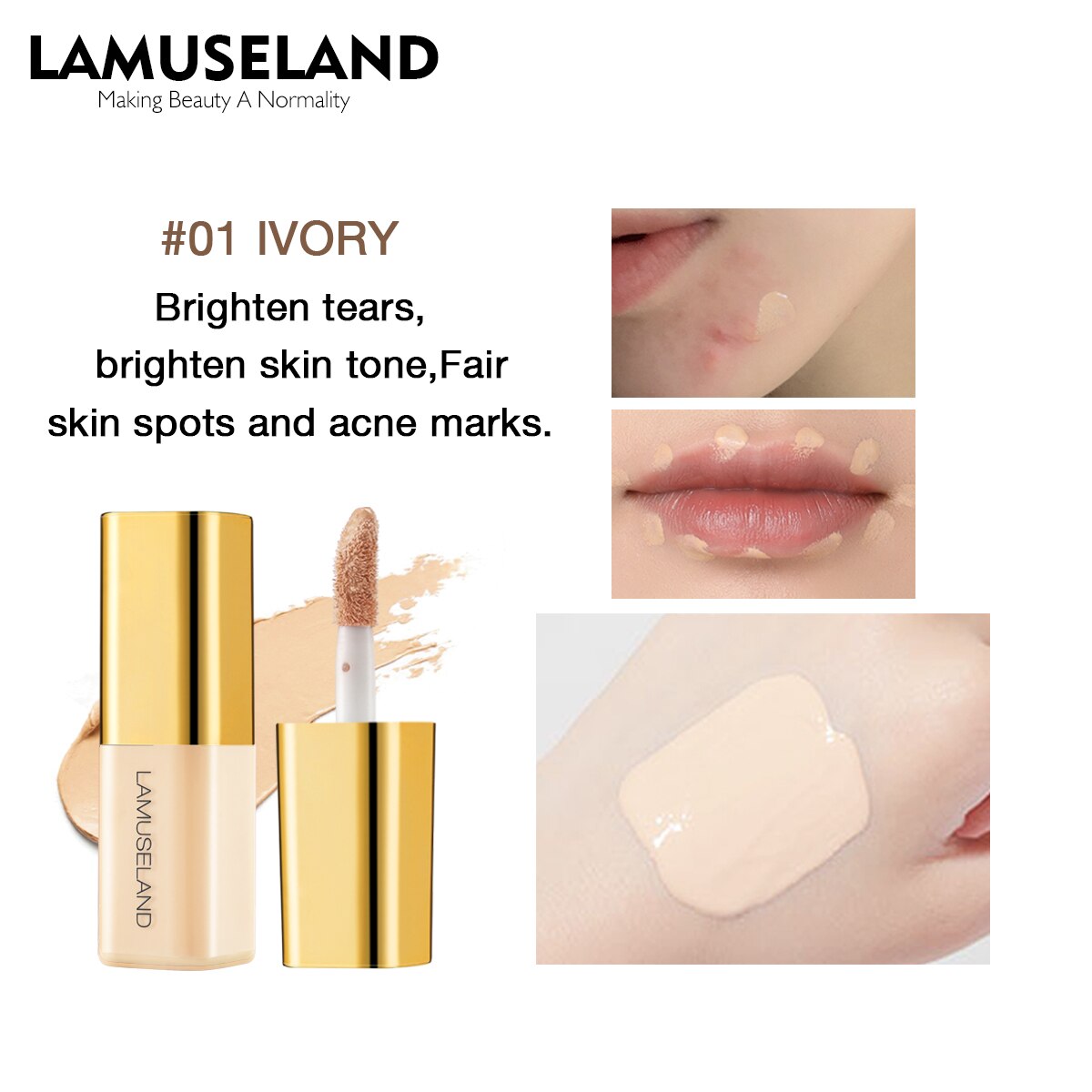 Concealer Foundation Cream Makeup Base Professional Full Coverage Freckles Cover Acne Spots and Dark Circles Facial Makeup