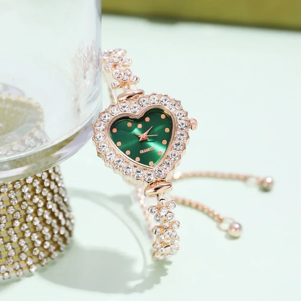 Heart Shape Small Dial Women's Bracelet Watch Quartz Wristwatch Retractable Chain Strap Watch Wholesale relogio reloj mujer