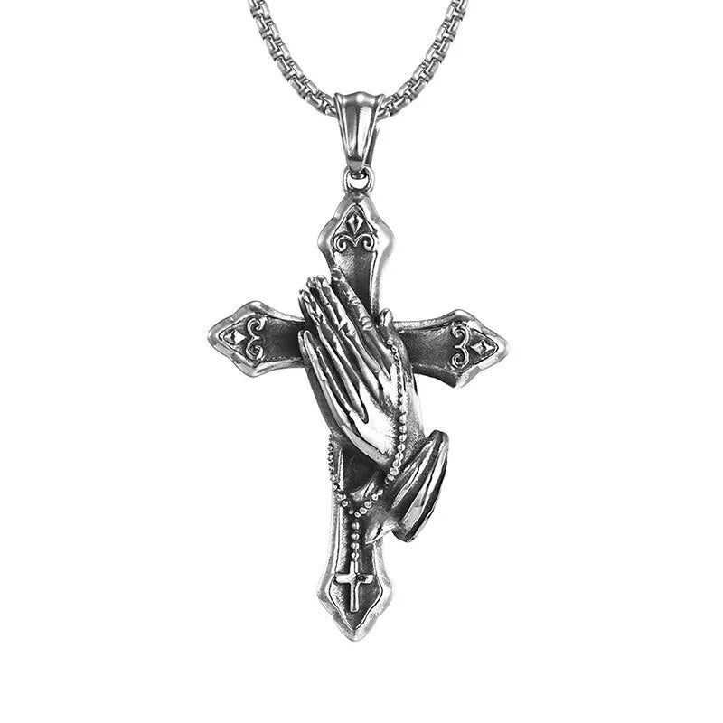New Metal Black Cross Pendant Necklace Men and Women Fashion Gothic Punk Trend Hip Hop Accessories Jewelry Gift Wholesale