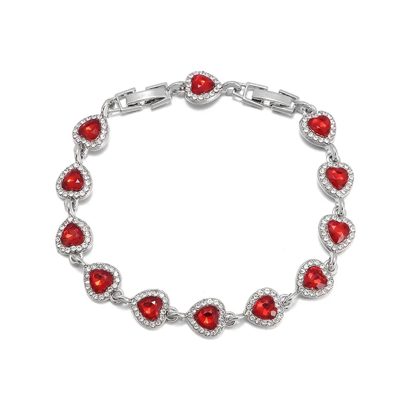 Exquisite Shiny Heart Shaped Zircon Bracelet Women Fashion Elegant Wedding Party Jewelry Girls Gift