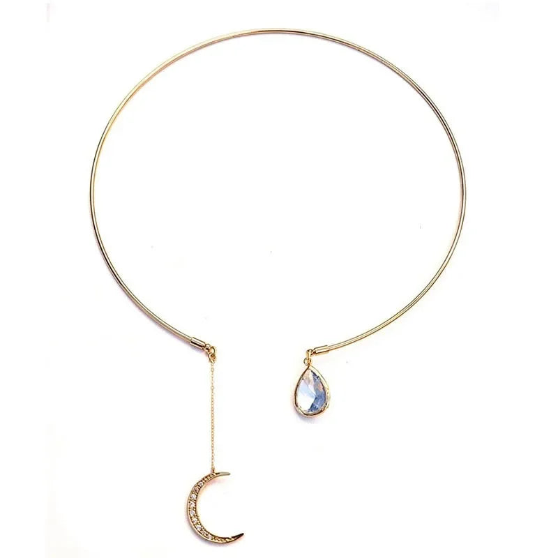 Fashion Simple Star Moon Charm Necklace Delicate Clavicle Chain Zircon Necklace for Women Wedding Party Birthday Jewelry Gift