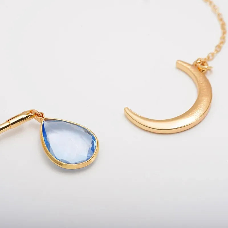 Fashion Simple Star Moon Charm Necklace Delicate Clavicle Chain Zircon Necklace for Women Wedding Party Birthday Jewelry Gift