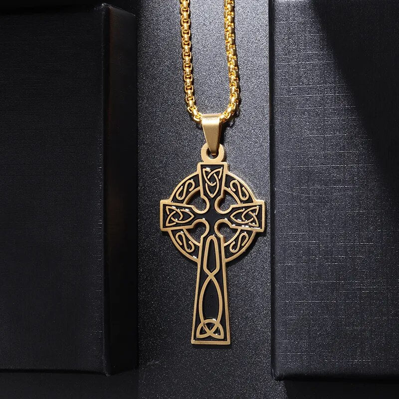 New Metal Black Cross Pendant Necklace Men and Women Fashion Gothic Punk Trend Hip Hop Accessories Jewelry Gift Wholesale