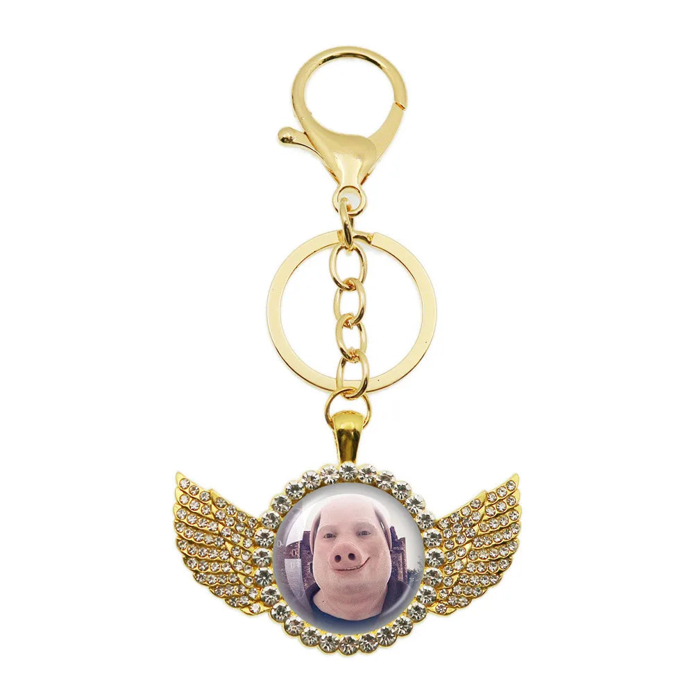 New John Pork Is Calling Answer Call Phone Humor Funny Pig Lover Graphic Meme Glass Dome Pendant Cabochon Keychain Jewelry Gifts