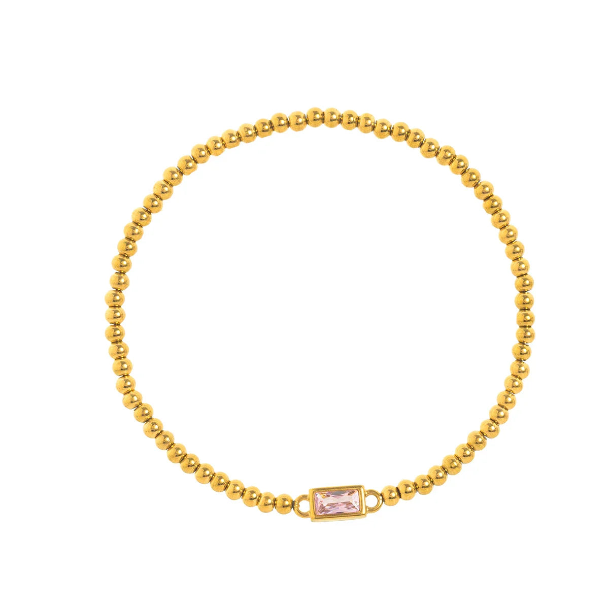 Minimalist style twelve month birthstone women's bracelet, stainless steel, electroplated 18K gold color protection