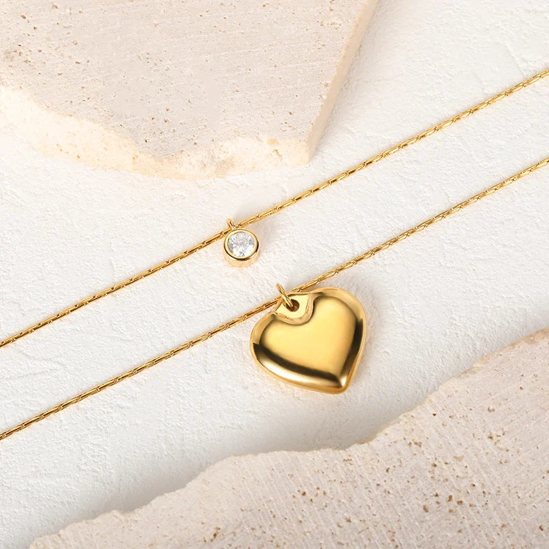 Punk Cuban Chain Heart Necklace For Women Hip Pop Stainless Steel Choker Fashion Wedding Party Jewelry Gift