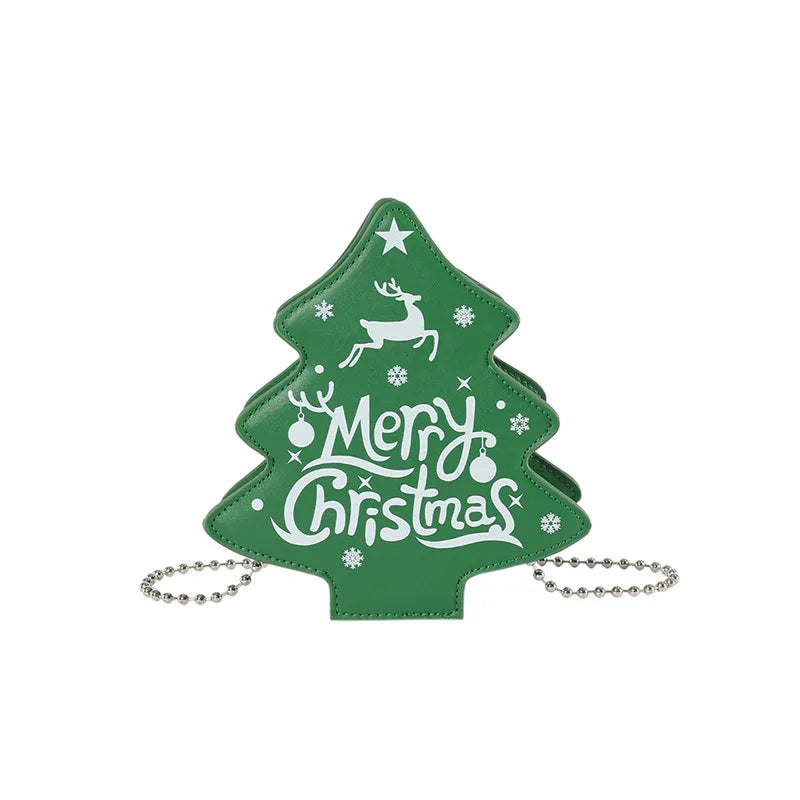 Women Crossbody Bag Christmas Tree Shaped Chain Shoulder Bag Casual Phone Bag for Daily Office Party
