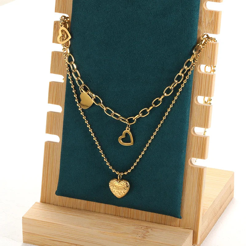 Punk Cuban Chain Heart Necklace For Women Hip Pop Stainless Steel Choker Fashion Wedding Party Jewelry Gift