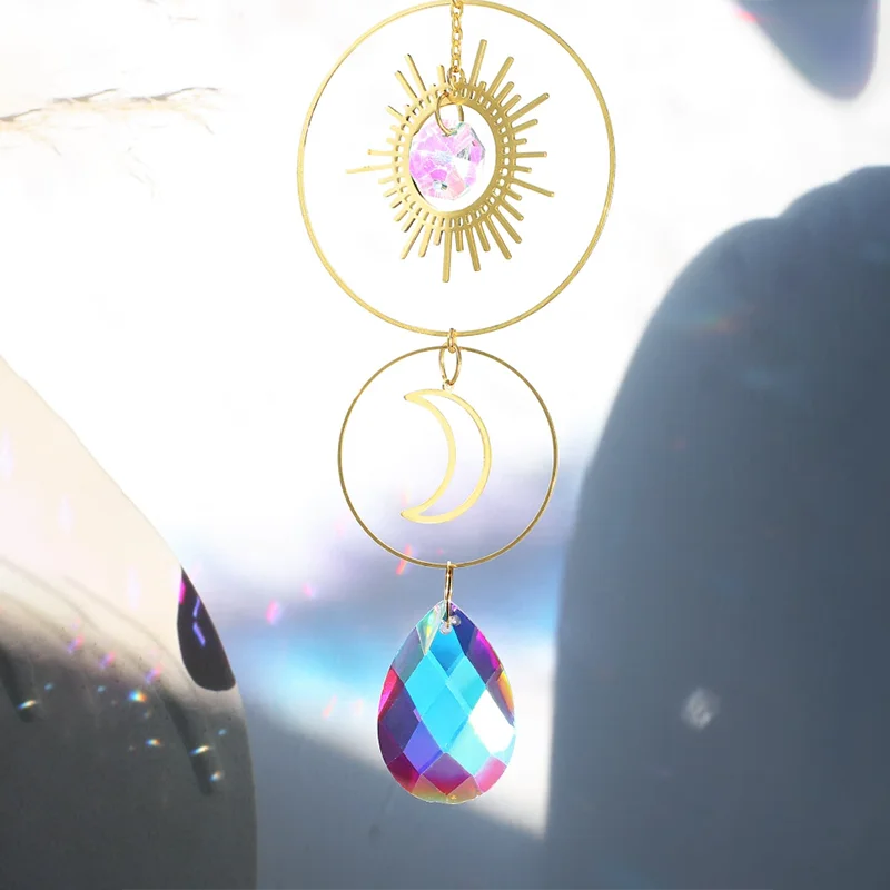 1 Piece, Crystal Wind Chimes Star Moon Catcher, Sun Prism Ball Garden Decoration