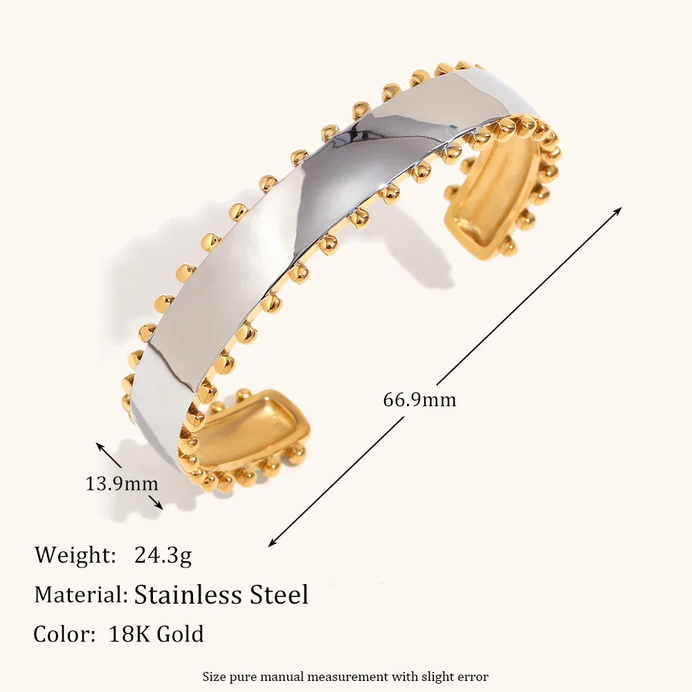 La. Muses Bead Edge Smooth Mix Color Stainless Steel Women's Bracelet Trend Waterproof Jewelry Gift Accessory