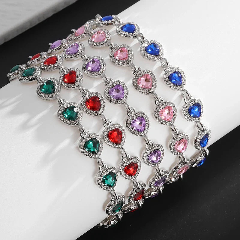 Exquisite Shiny Heart Shaped Zircon Bracelet Women Fashion Elegant Wedding Party Jewelry Girls Gift