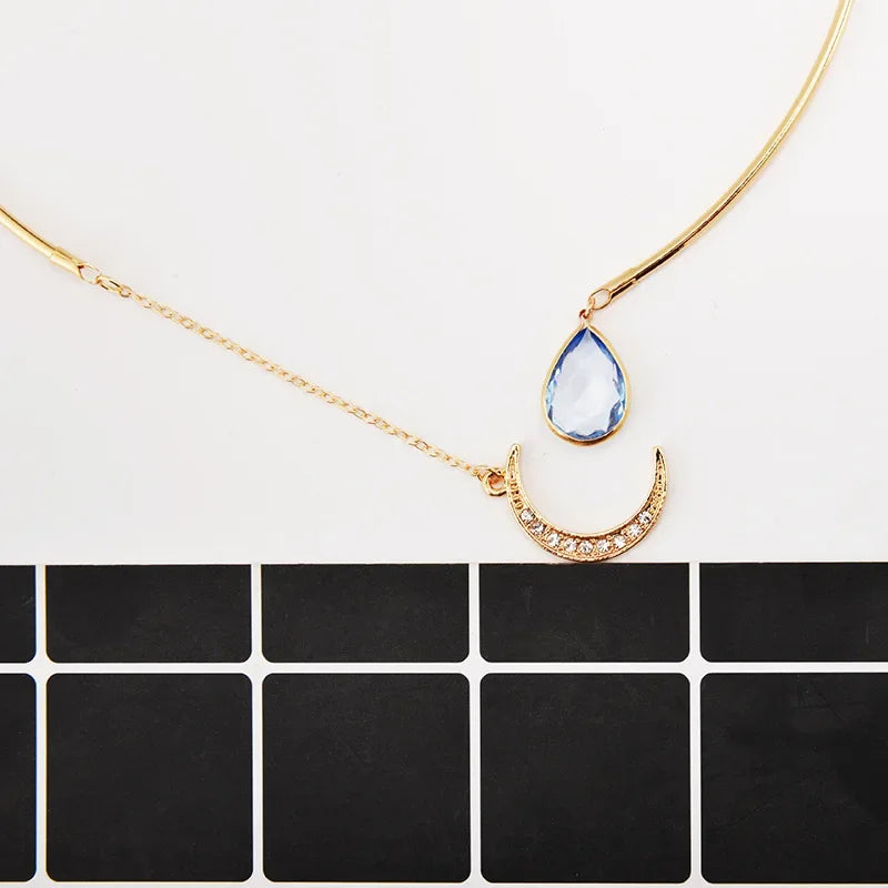 Fashion Simple Star Moon Charm Necklace Delicate Clavicle Chain Zircon Necklace for Women Wedding Party Birthday Jewelry Gift