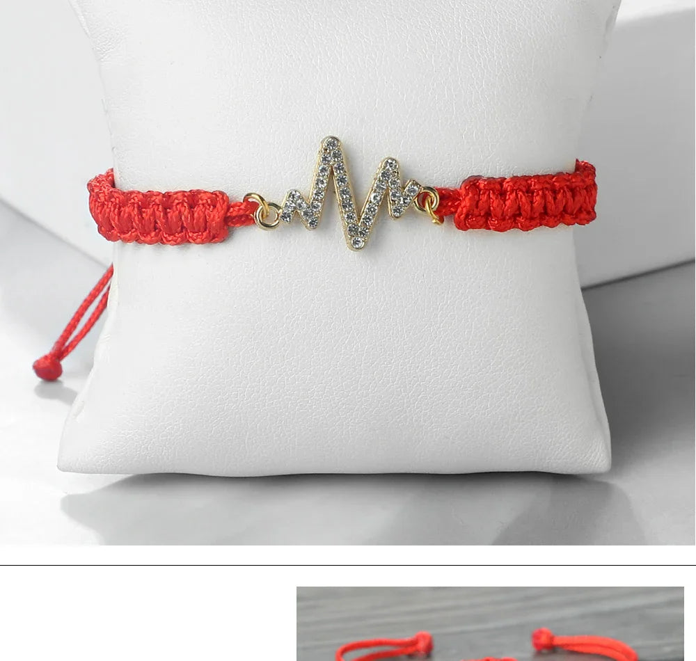 Romantic Cardiac signal Metal Thread Bracelet Red Black Couple Bangles Chain Pulsera Jewelry Gift for Friend